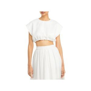 SIGNIFICANT OTHER Womens Ivory Cap Sleeve Round Neck Crop Top 8